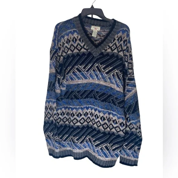 County Seat Fair Isle Oversized knitted sweater, cotton blend. Size XL GUC - Picture 2 of 9